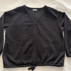 Max Studio Black V-Neck Textured Sweater XL Quiet Luxury. Old Money Work ware